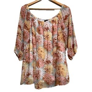 Cottagecore Women's 1X Floral Blouse Top FALL Colors Romantic Fairy Whimsy